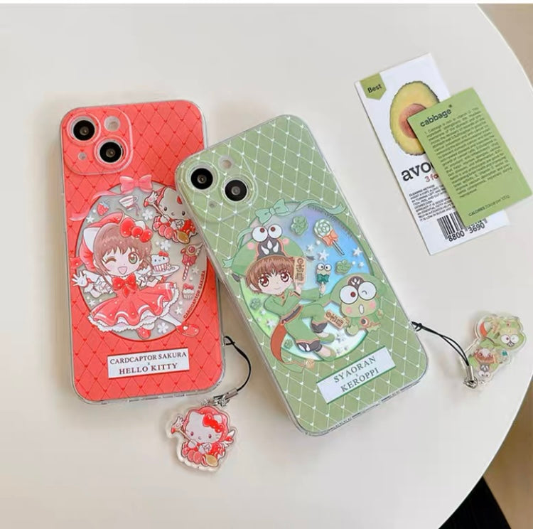 Japanese Cartoon CardCaptorSakura Cafe Maid Laser Version with KT MM KP iPhone Case 6 7 8 PLUS SE2 XS XR X 11 12 13 14 15 Pro Promax 12mini 13mini