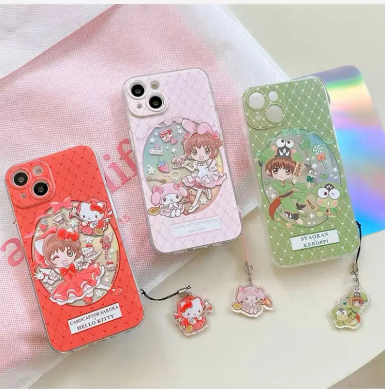Japanese Cartoon CardCaptorSakura Cafe Maid Laser Version with KT MM KP iPhone Case 6 7 8 PLUS SE2 XS XR X 11 12 13 14 15 Pro Promax 12mini 13mini - KawaiiGiftLand