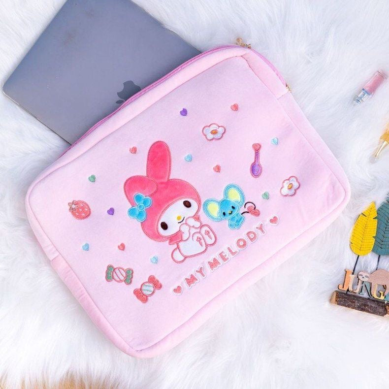 Sanrio iPad Bag & Laptop Bag | Hello Kitty My Melody Kuromi - with embroidery
