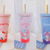 Sanrio Tumbler with Straw Warm Cool Lovely Cup Hello Kitty My Melody Kuromi Pompompurin Pochacco Keroppi - with cleaning tool