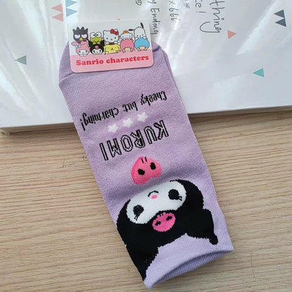 Sanrio Korea Socks | Hello Kitty My Melody Kuromi Cinnamoroll Pompompurin Pochacco KeroKeroKeroppi Gudetama - Female Socks