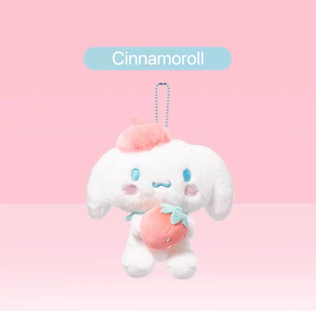 Sanrio Strawberry Mini Plush Keychain | My Melody Kuromi Cinnamoroll Pochacco - Bag Charm