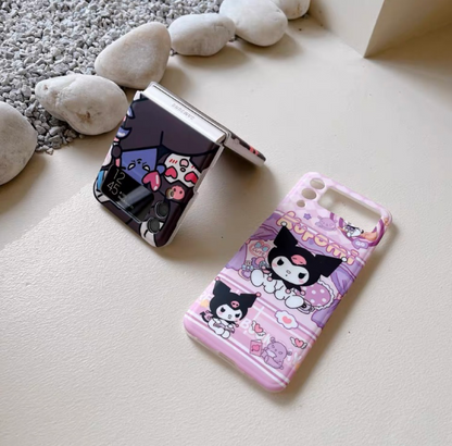 Japanese Cartoon Samsung Galaxy Z Flip 3 4 5 W23 Filp KU Full & Light Purple Phone Case