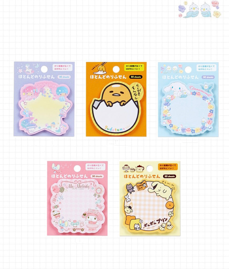Sanrio Japan Mini Memo Pad | My Melody Little Twin Stars Cinnamoroll Pompompurin Gudetama - 30Sheets