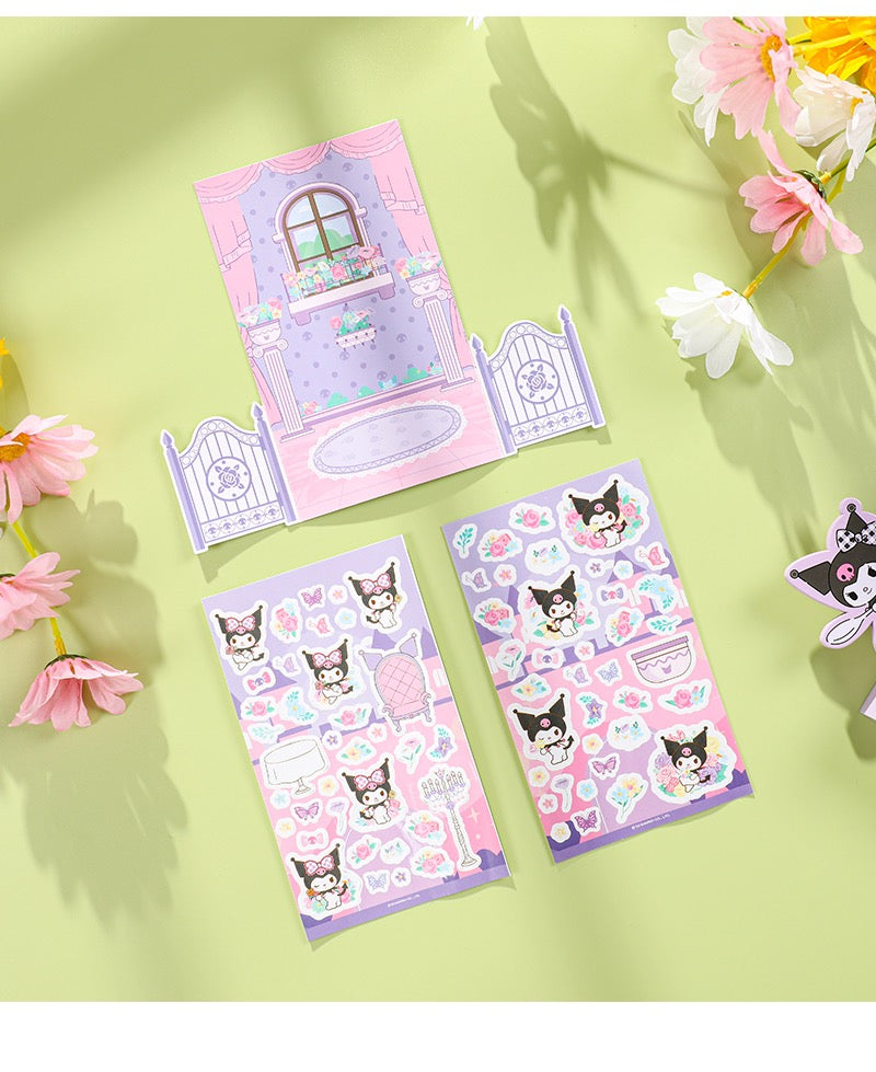 Sanrio Romantic Flower Stickers with Sticker Card Set | My Melody Kuromi Cinnamoroll Pochacco