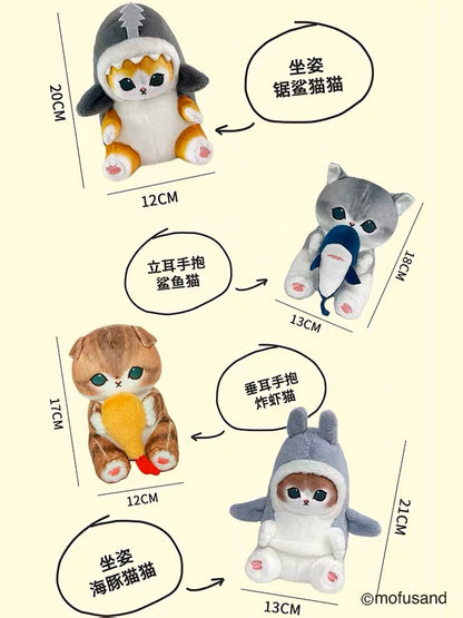 Japan Artist Mofusand Cat Neko Sea Creatures Marine Animal | Sawshark Shark Fried Shrimp Dolphin - Mascot Plush Doll