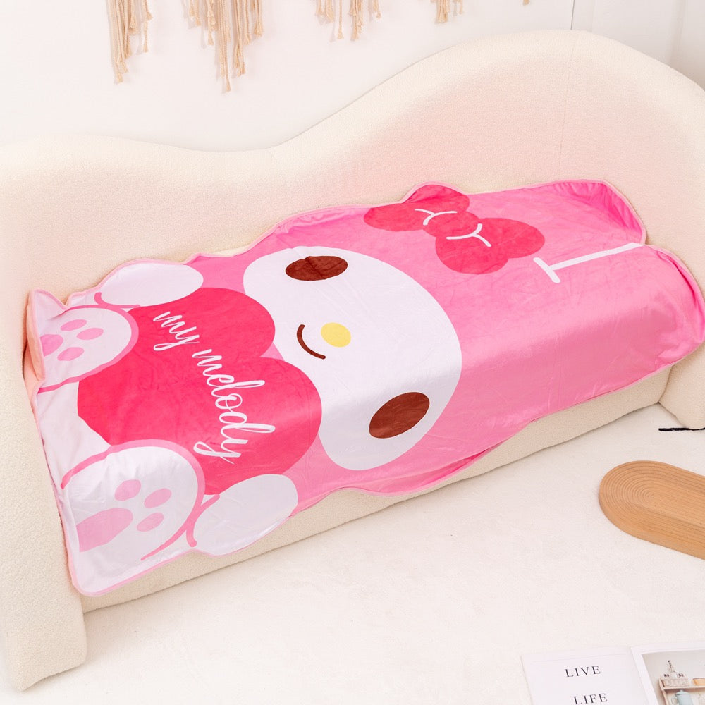 Sanrio Summer Cool Feeling & Felt Blanket | My Melody Cinnamoroll Hangyodon - 145x90cm