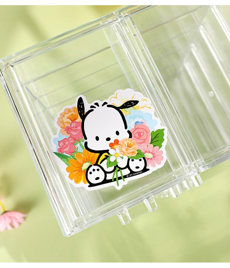 Sanrio Romantic Flower Big PVC Stickers | My Melody Kuromi Cinnamoroll Pochacco - 2 Style 2 Shhets