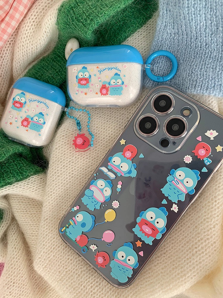 Japanese Cartoon Hangyodon with friends Soft Case iPhone Case XR XS X 11 12 13 14 15 Pro Promax Plus mini