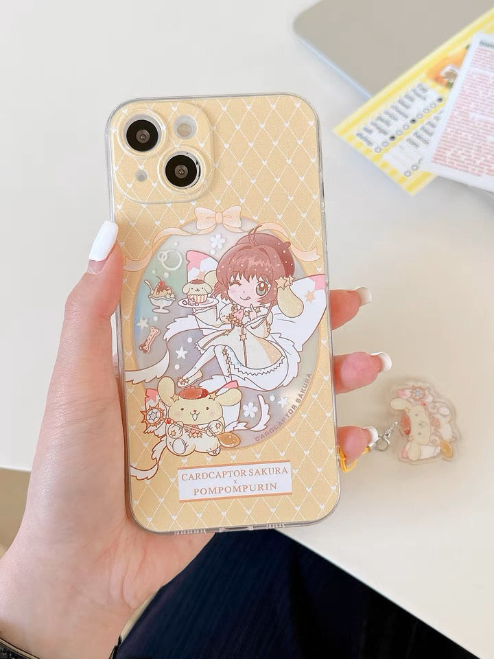 Japanese Cartoon CardCaptorSakura Cafe Maid Laser Version with KU CN PN iPhone Case 6 7 8 PLUS SE2 XS XR X 11 12 13 14 15 16 Pro Promax 12mini 13mini KawaiiGiftLand