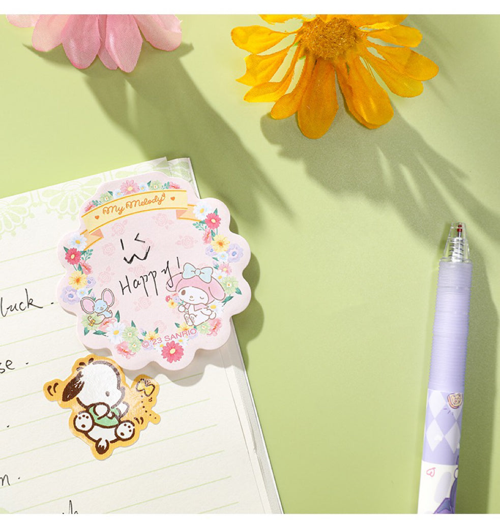 Sanrio Romantic Flower Memo Pad | My Melody Kuromi Cinnamoroll Pochacco - 30 Sheets