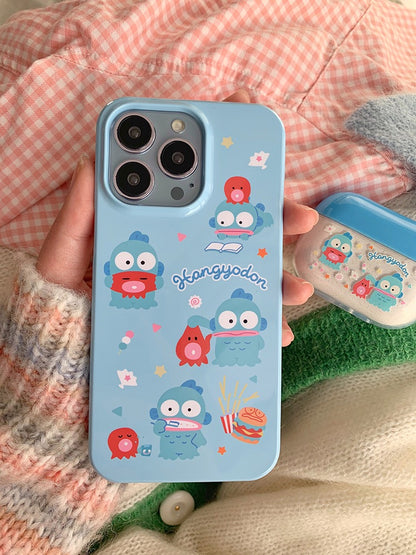 Japanese Cartoon Hangyodon with friends iPhone Case XR XS X 11 12 13 14 15 Pro Promax Plus