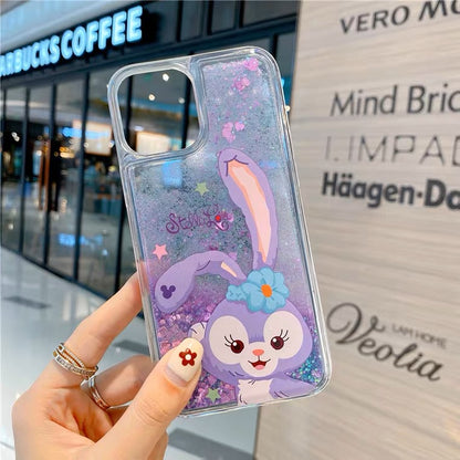 Japanese Cartoon Teddy Bear Rabbit Glitter QuickSand iPhone Case 14 13 12 11 XS XR Pro Max Plus