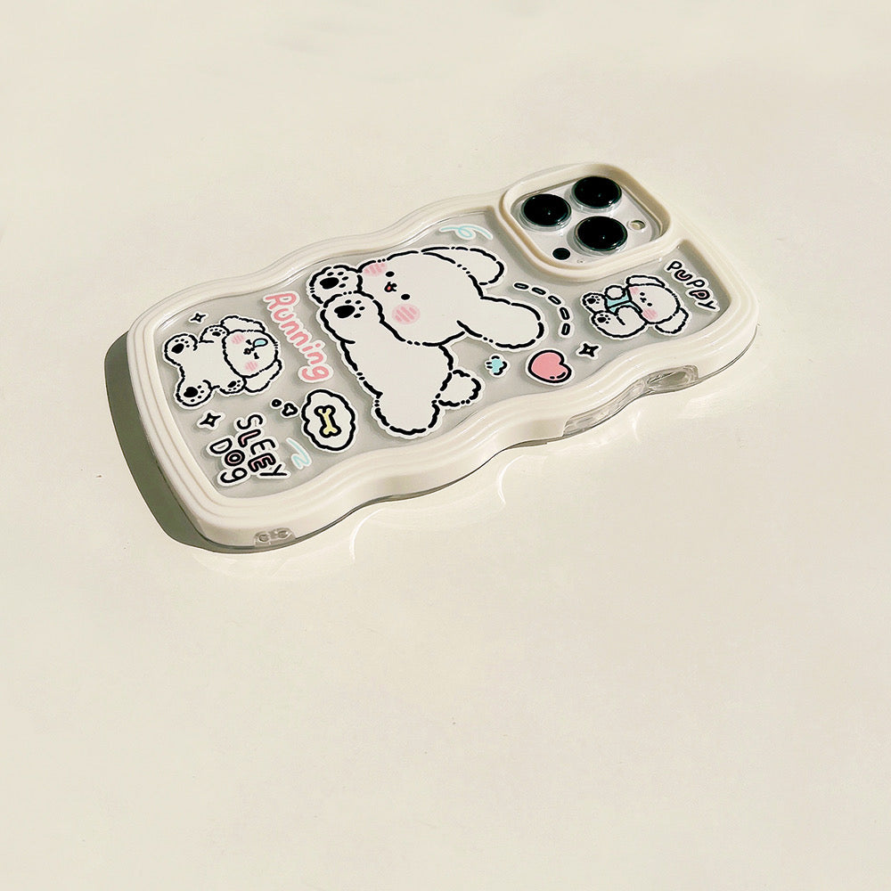 Cream Puppies Running Cute Korea Style iPhone case Kawaii Lovely Cute Lolita iPhone 6 7 8 PLUS SE2 XS XR X 11 12 13 14 Pro Promax 13mini