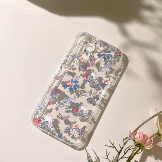 Bunnies & Strawberry Forest Style iPhone case Kawaii Lovely Cute Lolita iPhone 6 7 8 PLUS SE2 XS XR X 11 12 13 14 15 Pro Promax 12mini 13mini
