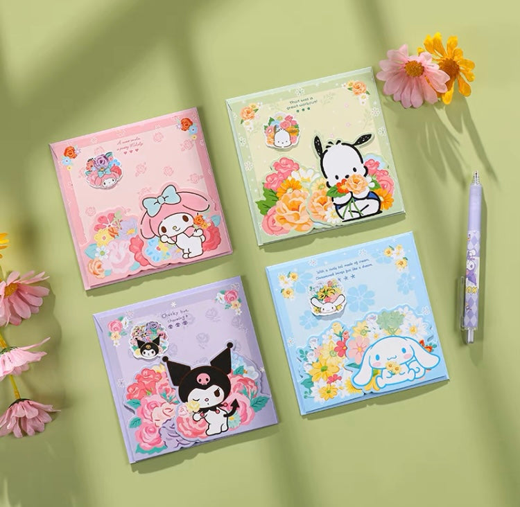 Sanrio Romantic Flower Greetings Card | My Melody Kuromi Cinnamoroll Pochacco