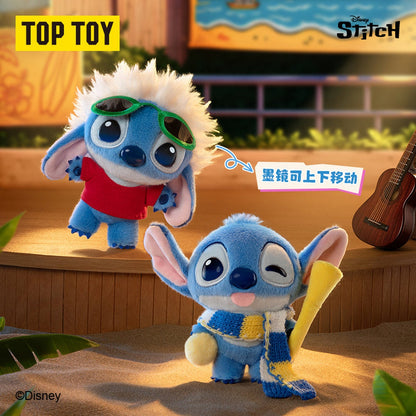 Stitch as Boy Stitch (red shirt) and Cheerleader Stitch (scarf & horn)