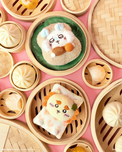  ChiiKawa Yum Cha Limited Series | ChiiKawa Hachiware Usagi Momonga Kurimanju Rakko Shisa Crab in Dim Sum Costumes Cute Plush Doll Keychain - Kawaii items Room Decoration doll
