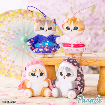 Japan Mofusand Sakura Series | Mofusand Cat in Whale Costume or Kimono Cute Plush Doll Keychain - Kawaii items Room Decoration Doll