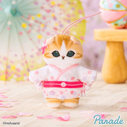 Japan Mofusand Sakura Series | Mofusand Cat in Whale Costume or Kimono Cute Plush Doll Keychain - Kawaii items Room Decoration Doll