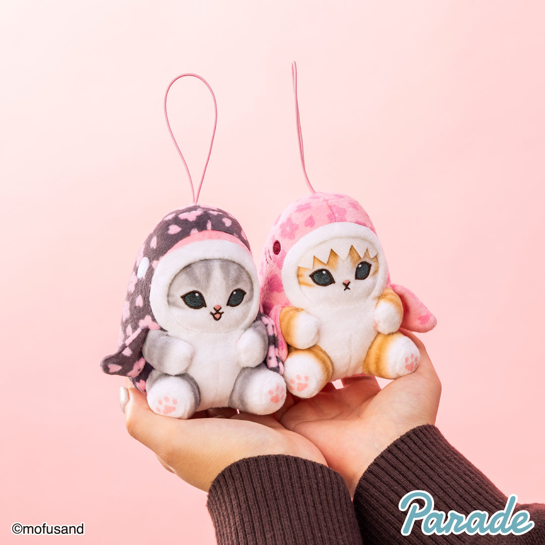 Japan Mofusand Sakura Series | Mofusand Cat in Whale Costume or Kimono Cute Plush Doll Keychain - Kawaii items Room Decoration Doll
