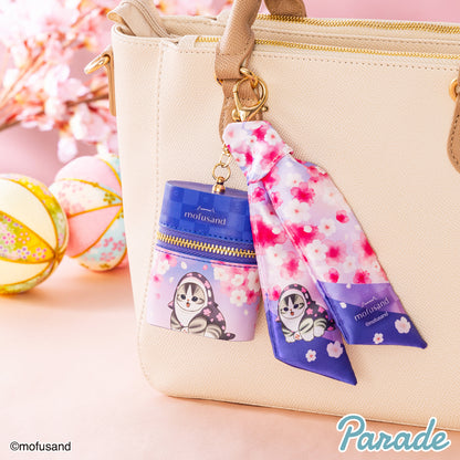 Japan Mofusand Sakura Series | Mofusand Cat in Whale Costume or Kimono Cute Small Pouch with Scarf Charm - Kawaii items Room Decoration