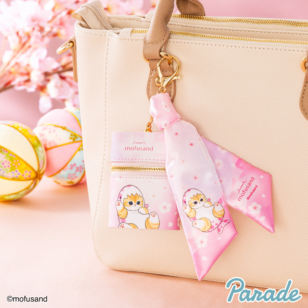 Japan Mofusand Sakura Series | Mofusand Cat in Whale Costume or Kimono Cute Small Pouch with Scarf Charm - Kawaii items Room Decoration