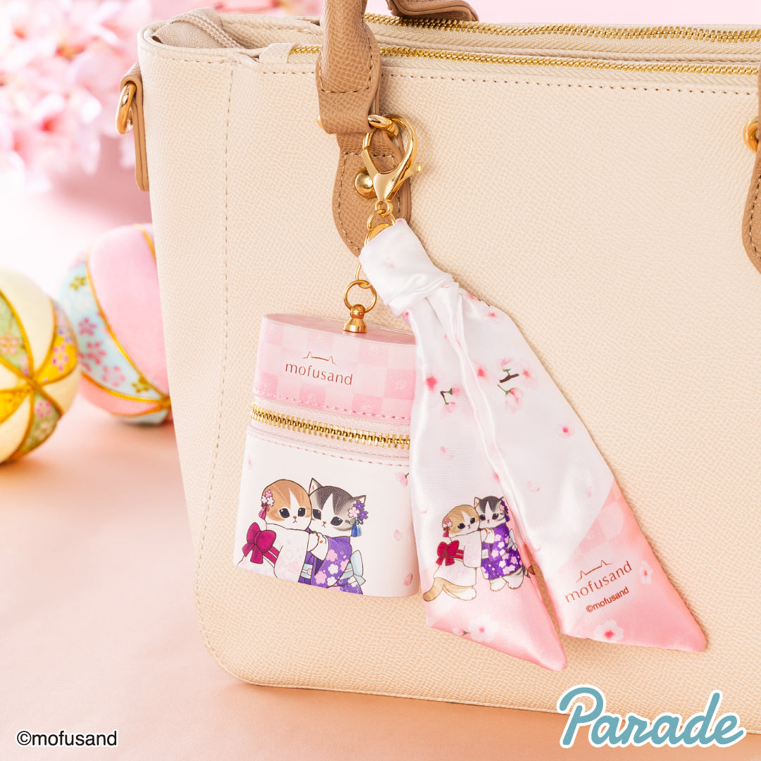 Japan Mofusand Sakura Series | Mofusand Cat in Whale Costume or Kimono Cute Small Pouch with Scarf Charm - Kawaii items Room Decoration