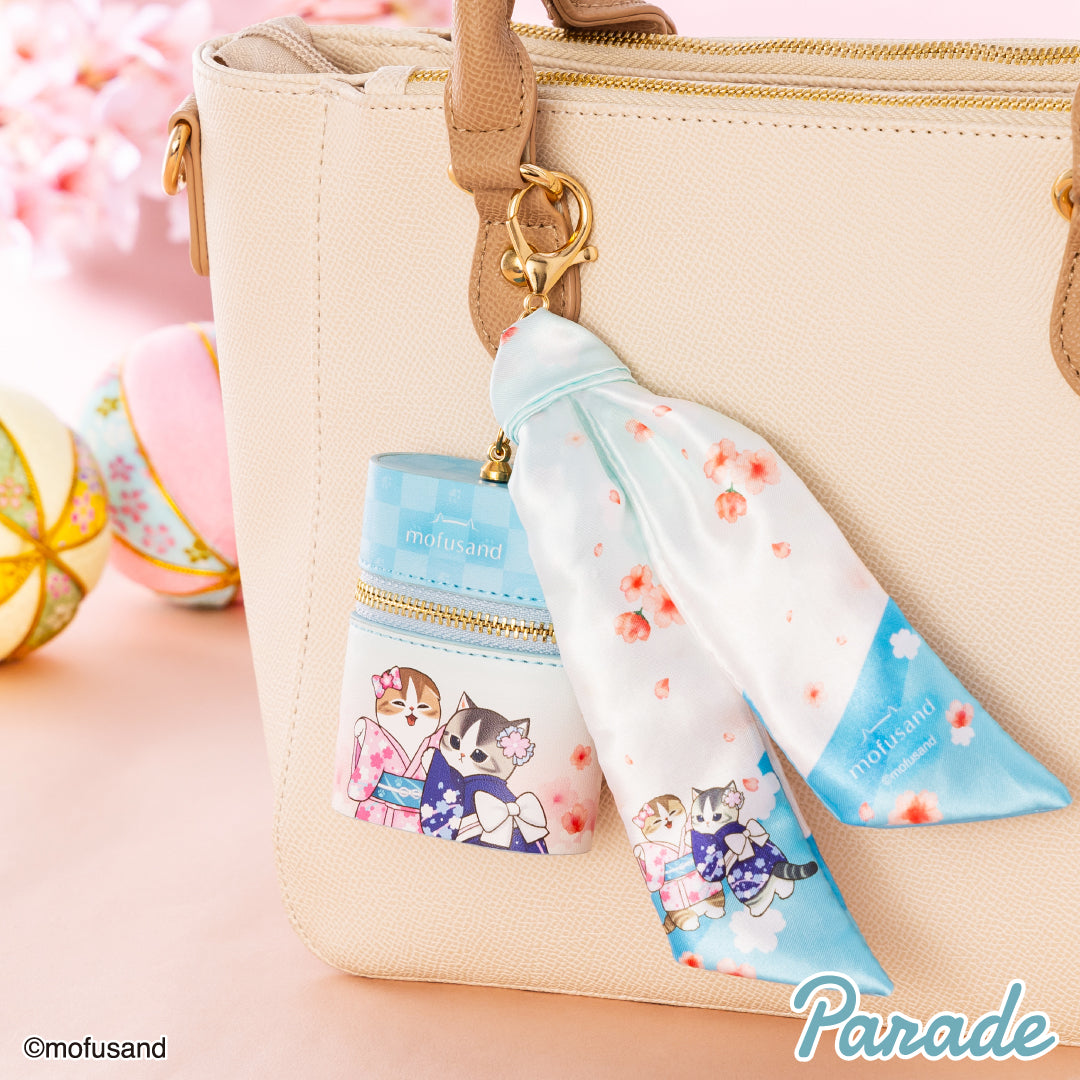 Japan Mofusand Sakura Series | Mofusand Cat in Whale Costume or Kimono Cute Small Pouch with Scarf Charm - Kawaii items Room Decoration