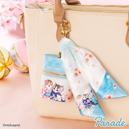 Japan Mofusand Sakura Series | Mofusand Cat in Whale Costume or Kimono Cute Small Pouch with Scarf Charm - Kawaii items Room Decoration