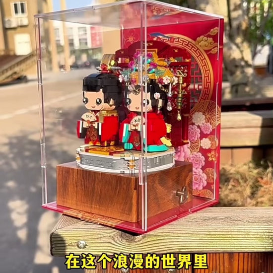 Loz Building Mini Block Characters Music Box | Chinese Wedding Bridegroom Bride - Valentine Wedding DIY Handmade Gift