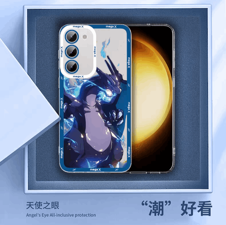 Japanese Cartoon Pokemon Evolution Verison | X Y Charizard - Phone Case Samsung Galaxy S25 S24 S23 S22 S21 FE Ultra