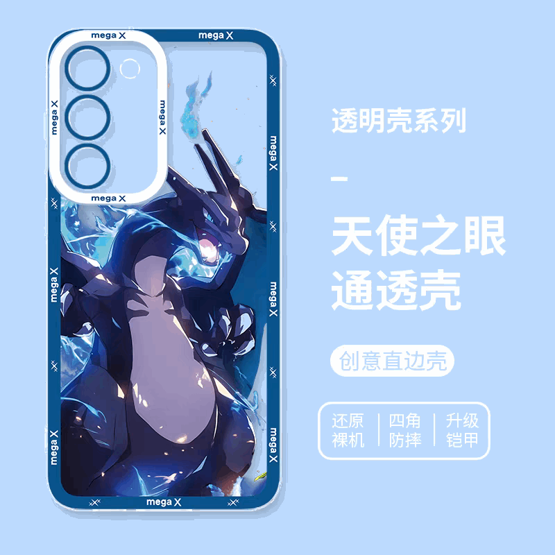 Japanese Cartoon Pokemon Evolution Verison | X Y Charizard - Phone Case Samsung Galaxy S25 S24 S23 S22 S21 FE Ultra