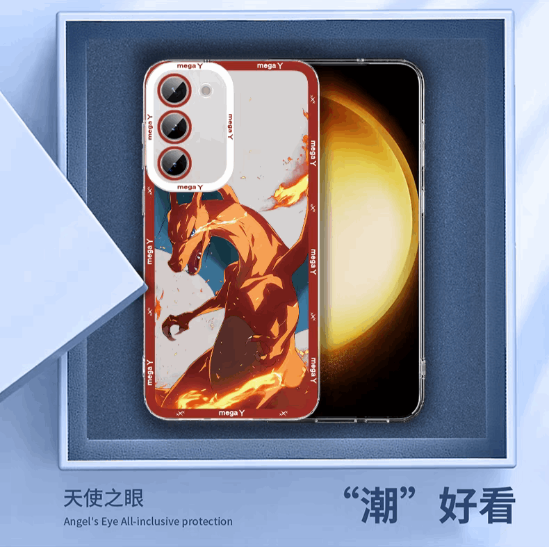 Japanese Cartoon Pokemon Evolution Verison | X Y Charizard - Phone Case Samsung Galaxy S25 S24 S23 S22 S21 FE Ultra
