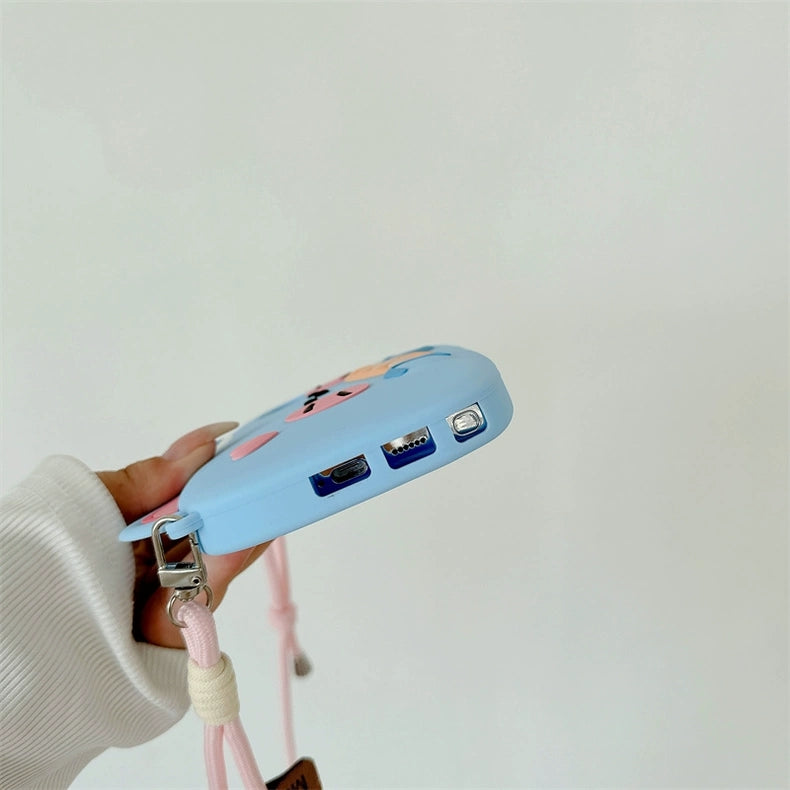 Cute Animal Silicone Phone Case | Blue Mouse with Bread  - Phone Case Samsung Galaxy S24 S23 Plus Ultra KawaiiGiftLand