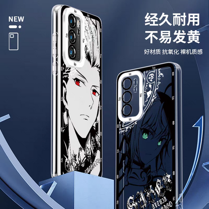Japanese Anime Fate Stay Night Black Drawing with Colour Eyes Style | Gilgamesh Saber Mash Ishtar EMIYA Tohsaka Rin Astolfo Joan of Arc - Phone Case Samsung Galaxy S26 S25 S24 S23 S22 S21 FE Ultra Edge
