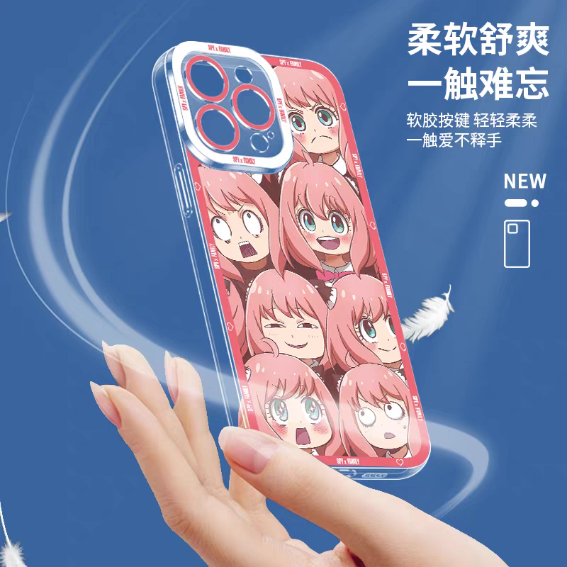 Japan Cartoon SPY Family Anya Forger | Kawaii Face - iPhone Case PLUS SE2 XS XR X 11 12 13 14 15 16 17 Pro Promax 12mini 13mini