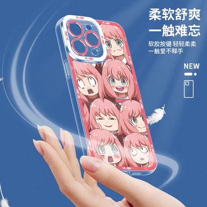 Japan Cartoon SPY Family Anya Forger | Kawaii Face - iPhone Case PLUS SE2 XS XR X 11 12 13 14 15 16 17 Pro Promax 12mini 13mini