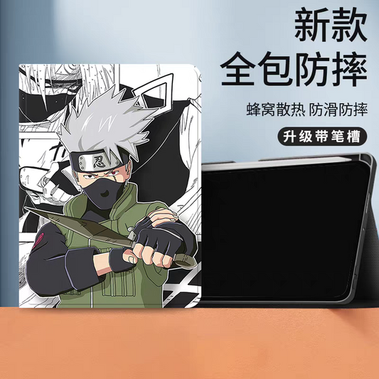 Japanese Anime Naruto Ninja Comic Anime Style Protect Case with Pen Holder | Kakashi - iPad Mini 4,5,6,7 / iPad Air / iPad Pro 2025 2024 2022 2021 2020 2018