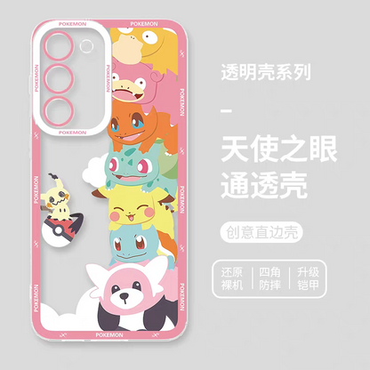 Japan Cartoon Pokemon Group Party Version | Frame & Full Screen 8 Styles - Phone Case Samsung Galaxy S26 S25 S24 S23 S22 S21 FE Ultra Edge