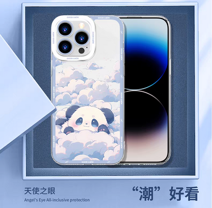 Japan Style Water Paint Cute Animal Style | Panda 5 Styles - iPhone Case PLUS SE2 XS XR X 11 12 13 14 15 16 16e 17 17e Pro Promax 12mini 13mini