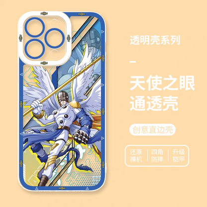Japanese Cartoon Digimon Adventure Digital Monster Perfect Ultimate Version | Metal Greymon Were Garurumon Angemon Angewomon Zudomon Garudamon Kabuterimon Lillymon - iPhone Case PLUS SE2 XS XR X 11 12 13 14 15 16 16e 17 17e Pro Promax 12mini 13mini