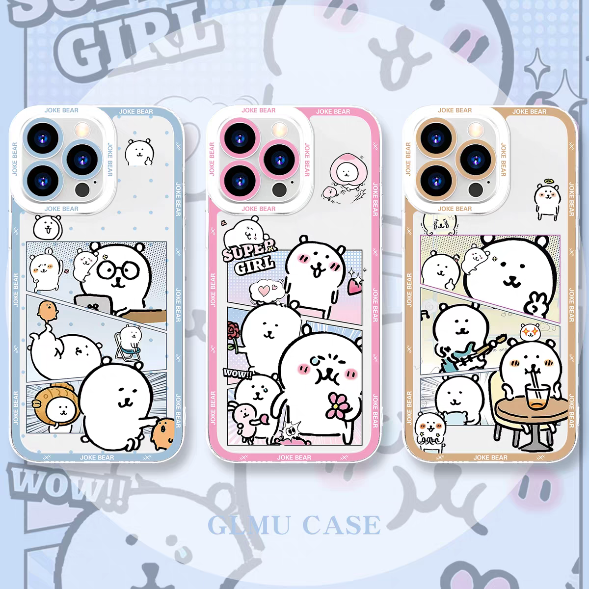 Japanese Cartoon Joker Bear | Full Screen 7 Styles - iPhone Case PLUS SE2 XS XR X 11 12 13 14 15 16 16e 17 17e Pro Promax 12mini 13mini