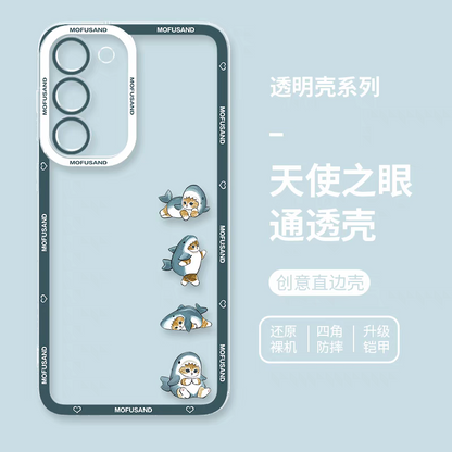 Japanese Cartoon Mofusand | Small 4 Shark Mofusand - Phone Case Samsung Galaxy S25 S24 S23 S22 S21 FE Ultra Edge
