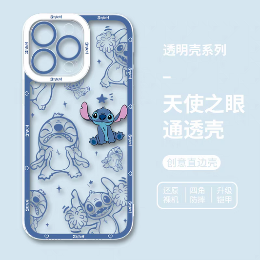 Cute Cartoon Stitch | Full Screen Stamp - iPhone Case PLUS SE2 XS XR X 11 12 13 14 15 16 17 Pro Promax 12mini 13mini
