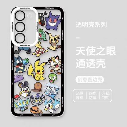 Japan Cartoon Pokemon Group Party Version | Frame & Full Screen 8 Styles - Phone Case Samsung Galaxy S26 S25 S24 S23 S22 S21 FE Ultra Edge