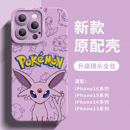 Japanese Cartoon Pokemon Silicone Case Eevee Evolution | Espeon - iPhone Case 6 7 8 PLUS SE2 XS XR X 11 12 13 14 15 16 16e 17 Pro Promax 12mini 13mini