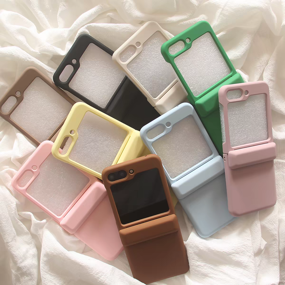 Korea Style Simple Fashion Card Holder Style | Matt 9 Colours - Phone Case Samsung Galaxy Z Flip 4 5 6 7 W24 W23