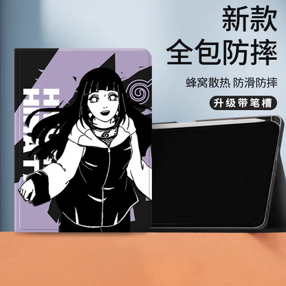 Japanese Anime Naruto Ninja Comic Style Protect Case with Pen Holder | Hinata Purple - iPad Mini 4,5,6,7 / iPad Air / iPad Pro 2025 2024 2022 2021 2020 2018