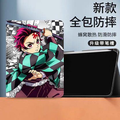 Japanese Anime Kimetsu no Yaiba Demon Slayer Comic Anime Style Protect Case with Pen Holder | Tanjiro - iPad Mini 4,5,6,7 / iPad Air / iPad Pro 2025 2024 2022 2021 2020 2018